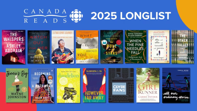 Book covers of the 2025 Canada Reads Longlist.
