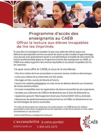  Dépliant sur le programme d'accès des enseignants