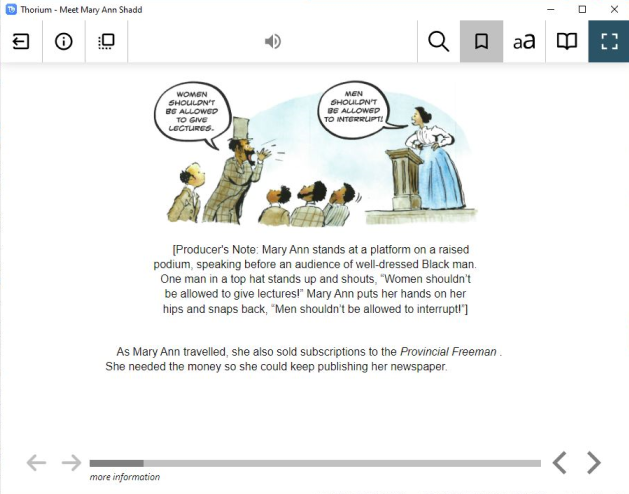 Thorium reader with an ePub book open showing text and images from book