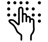 main illustrée lisant le braille