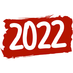 Le nombre 2022 apparaît en blanc sur fond rouge.