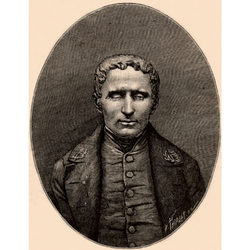  Un portrait en noir et blanc de Louis Braille
