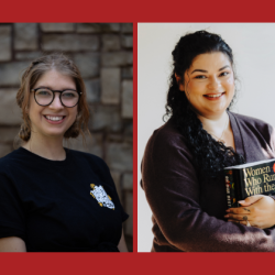 Photos of Cora Payne, Outreach Manager at CELA and Andrea Blake, Outreach Assistant at CELA on a red background.