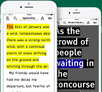 The text of the book Agnes Grey highlighted in the EasyReader application on a mobile device