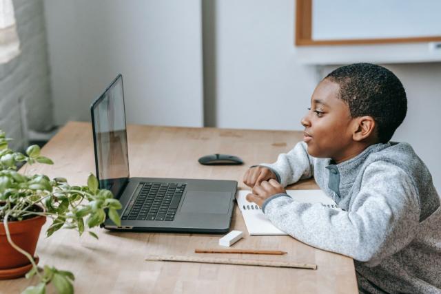 Boy in front of laptop