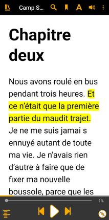 Un exemple de livre en texte DAISY dans l'application EasyReader