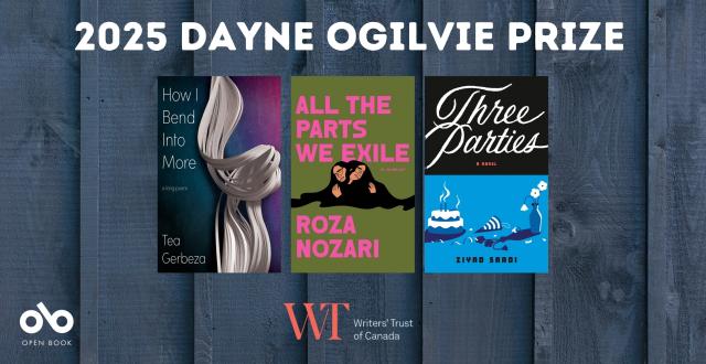 Book covers for the finalists for the 2025 Dayne Ogilvie Prize